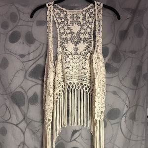 NWOT Abercrombie & Fitch Boho Cream Crochet Vest